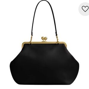 Coach Black Leather Shoulder Bag with Gold Accents